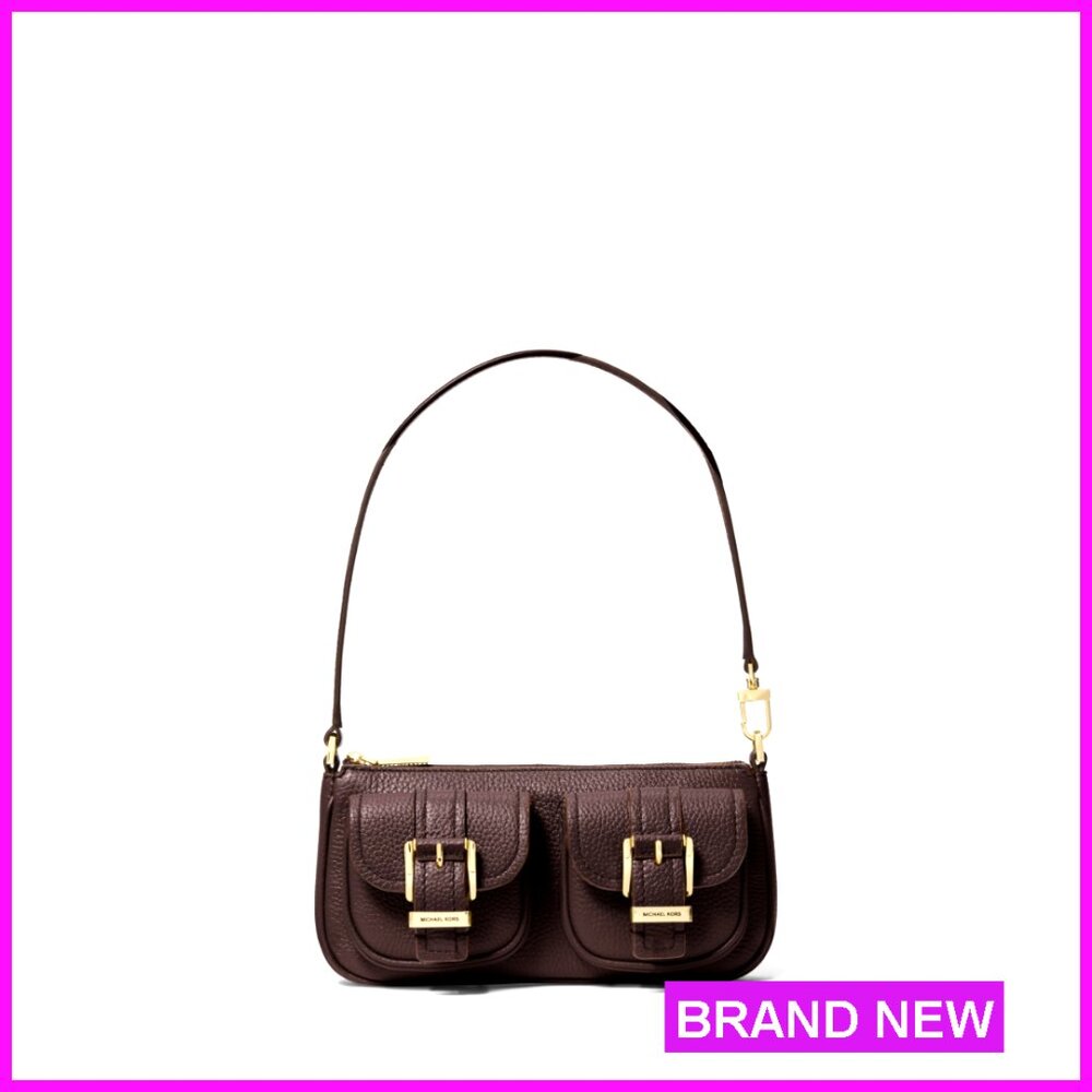 Small Convertible Leather Shoulder Bag With Exterior Pockets
